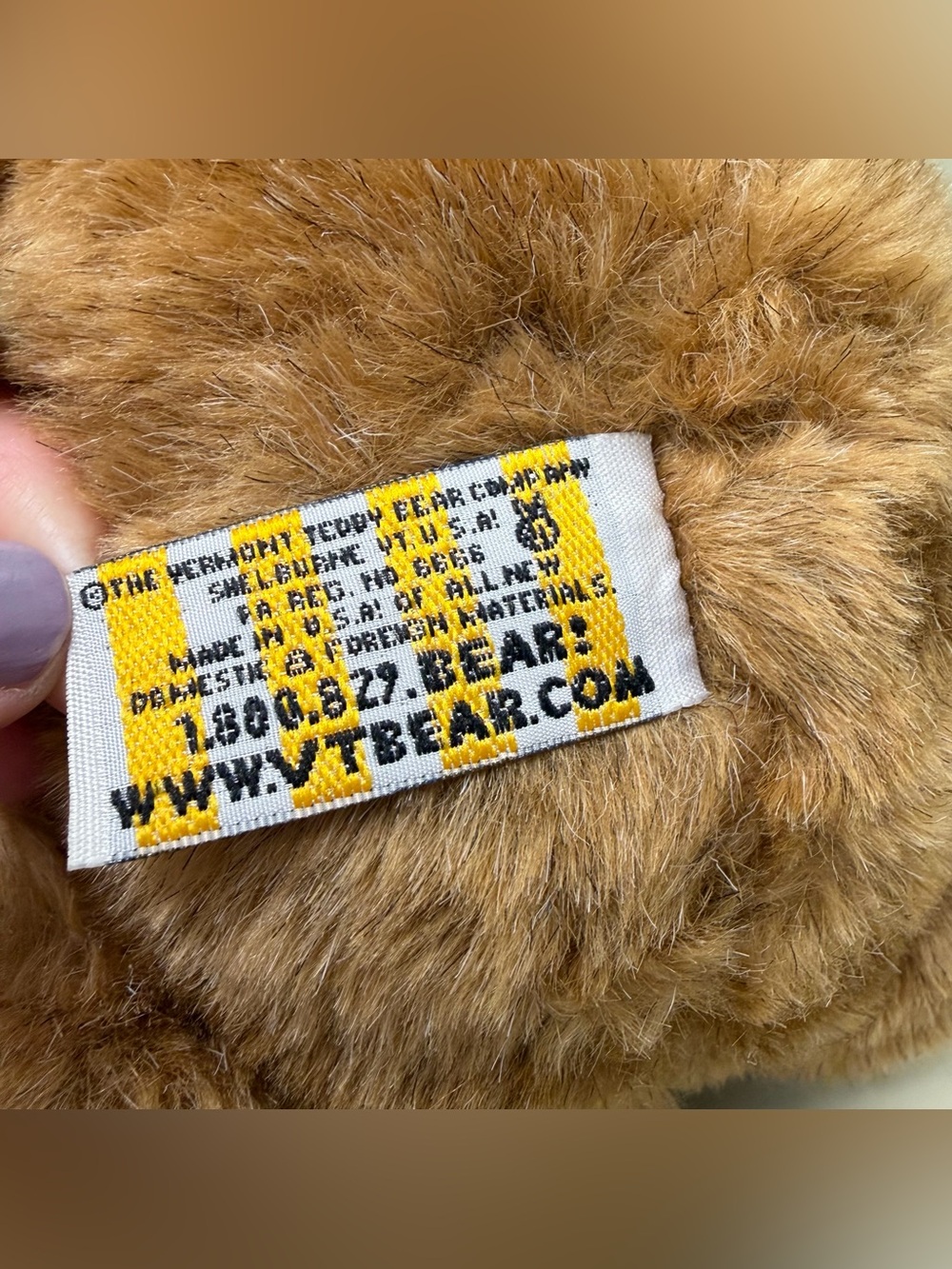 Vintage Vermont Teddy Bear 1991-1993 Jointed Arms & Legs, Suede Nose & Pads, 16" - Picture 8 of 10
